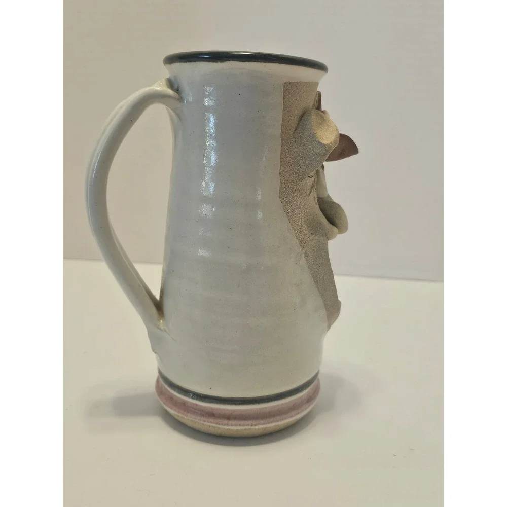 Vtg 80s Mahon Stoneware Ugly Face Beer Stein Mug 3D BEER LOVER 38fl oz signed